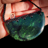 NZ Greenstone Pounamu Plate Pendant Necklace (N922)