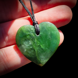 NZ Greenstone Pounamu Heart Pendant Necklace (N914)