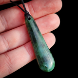 NZ Greenstone Pounamu Drop Pendant Necklace (N953)