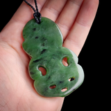 NZ Greenstone Pounamu XL Tiki Pendant Necklace (N837)
