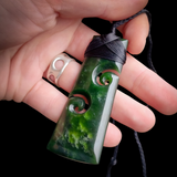 NZ Greenstone Pounamu Double Koru Toki Pendant Necklace (N839)