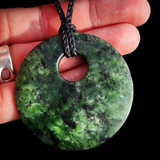 NZ Greenstone Pounamu Disk Pendant Necklace (N981)