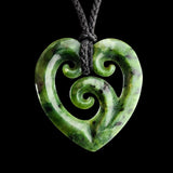 Natural Jade Triple Koru Heart Pendant Necklace (N2244)