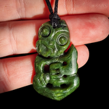 NZ Greenstone Pounamu Tiki Pendant Necklace (N1001)