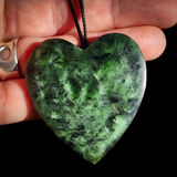 NZ Greenstone Pounamu Heart Pendant Necklace (N1013)