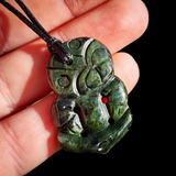 NZ Greenstone Pounamu Tiki Pendant Necklace (N1037)