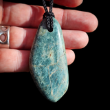 NZ Greenstone Pounamu Freeform Pendant Necklace (N1082)