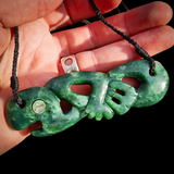 Natural Nephrite Jade Manaia Breastplate Pendant Necklace (N1061)