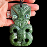 Natural Jade Hei Tiki Pendant Necklace (N1066)