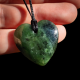 NZ Greenstone Pounamu Heart Pendant Necklace (N1093)