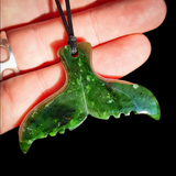 Natural Jade Whale Tail Pendant Necklace (N1084)