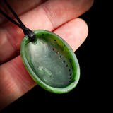 Natural Nephrite Jade Paua Shell Pendant Necklace (N1058)