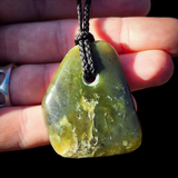NZ Greenstone Pounamu Freeform Pendant Necklace (N1099)