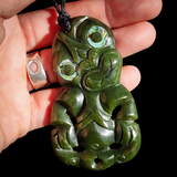 NZ Greenstone Pounamu Tiki Pendant Necklace (N1024)