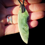 NZ Greenstone Pounamu Semi Raw Inanga Pendant Necklace (N1090)