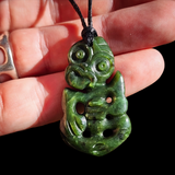 NZ Greenstone Pounamu Tiki Pendant Necklace (N1097)