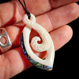Koru Twist Natural Maori Bone Carving Pendant Necklace