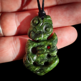 NZ Greenstone Pounamu Tiki Pendant Necklace (N1010)