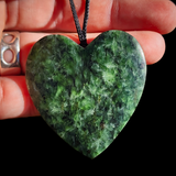 NZ Greenstone Pounamu Heart Pendant Necklace (N1038)