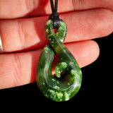 Natural Jade Koru Twist Pendant Necklace (N1071)