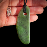 NZ Greenstone Pounamu Freeform Pendant Necklace (N1053)