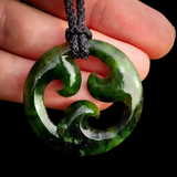 Natural Jade Triple Koru Pendant Necklace (N1070)