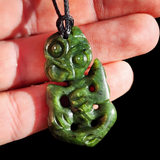 NZ Greenstone Pounamu Tiki Pendant Necklace (N1042)