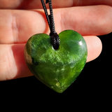 NZ Greenstone Pounamu Heart Pendant Necklace (N1096)