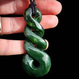 Natural Jade Triple Twist Pendant Necklace (N1068)