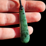 NZ Greenstone Pounamu Drop Pendant Necklace (N1035)