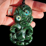 NZ Greenstone Pounamu Tiki Pendant Necklace (N1002)