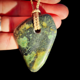 NZ Greenstone Pounamu Freeform Pendant Necklace (N1091)