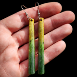 Natural Jade Cylinder Drop Hook Earrings (N1136)