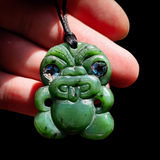 Natural Jade Small Tiki Pendant Necklace (N1154)