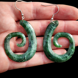 Natural Jade Koru Hook Earrings (N1134)