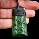 Natural Jade Etched Toki Pendant Necklace (N1115)