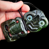 Natural Jade Side Tiki Pendant Necklace (N1113)