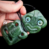 Natural Jade Side Tiki Pendant Necklace (N1130)