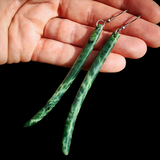 Natural Jade Curved Drop Hook Earrings (N1137)