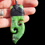 Natural Jade Double Koru Toki Pendant Necklace (N1107)