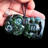 Natural Jade Side Tiki Pendant Necklace (N1103)