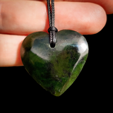 Natural Jade Heart Pendant Necklace (N1120)