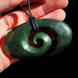 Natural Jade XL Wide Koru Pendant Necklace (N1150)