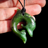 Natural Jade Dolphin Pendant Necklace (N1152)