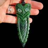 Natural Jade Tiki Niho Pendant Necklace (N1122)