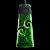 Natural Jade Double Koru Toki Pendant Necklace (N2260)