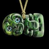 Natural Jade Side Hei Tiki Pendant Necklace (N2262)