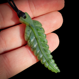 Natural Jade Fern Pendant Necklace (N1117)
