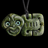 Natural Jade Side Hei Tiki Pendant Necklace (N2267)