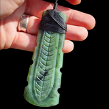 Natural Jade XL Notched Toki Pendant Necklace (N1128)